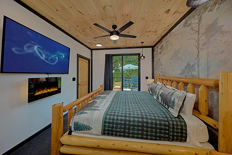 King Bedroom with Electric Fireplace & TV - A Soaky Adventure