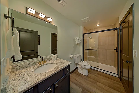 Master Bathroom with Shower - Acorn Lodge