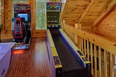 2 bedroom cabin with skeeball and pool table