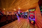 Theater room with games in 4 bedroom cabin