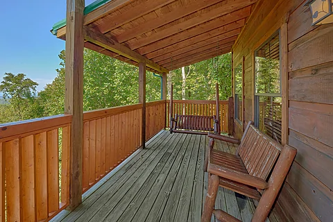 Wooded views from rustic 4 bedroom cabin rental - Bears and Honey
