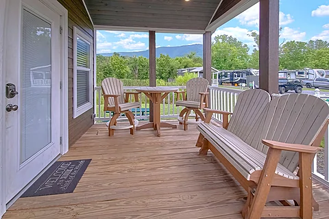 Tiny Home Picnic Table and Fire Pit - Cattail Cottage