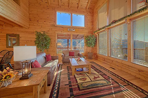 Spacious Living Room with Gas Fireplace - Lookout Lodge