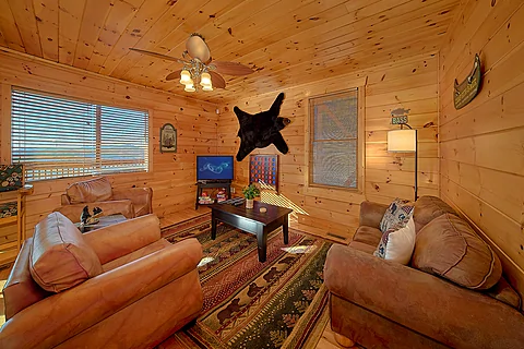 Lower Level Game Room with Spacious Seating Area - Lookout Lodge