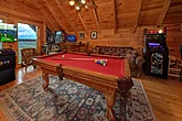 4 bedroom cabin with pool table in game room