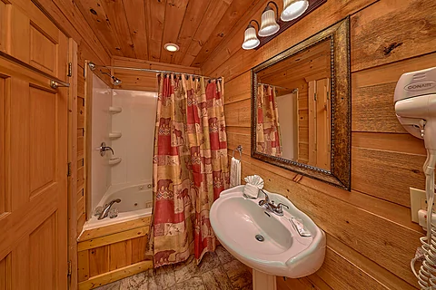 Cabin master Bath with Jacuzzi tub and shower - Mountain Bearadise