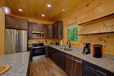 Fully Furnished kitchen in Gatlinburg cabin  - Mountain Harmony