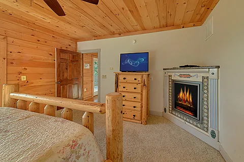 Smart TV and Fireplace in Pigeon Forge Cabin - Northern View Lodge