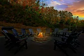 Large group cabin with fire pit and bus parking