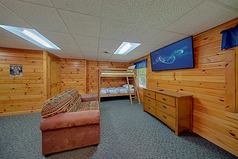 Lower Level Game Room with Bunkbeds - Saw'n Logs